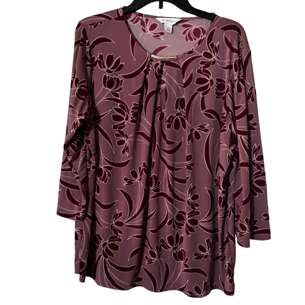 Liz Claiborne Women's Career Tunic Blouse XL EUC Floral